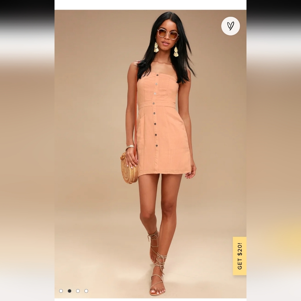 Lulu's Make Your Mine Peach Strapless Mini Dress Size Medium